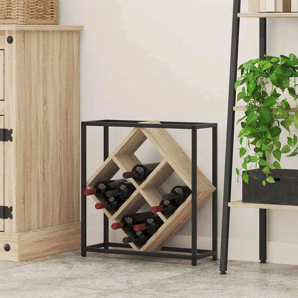 vidaXL Escorredor de Vinho Carvalho sonoma 51 x 18 x 52,5 cm
