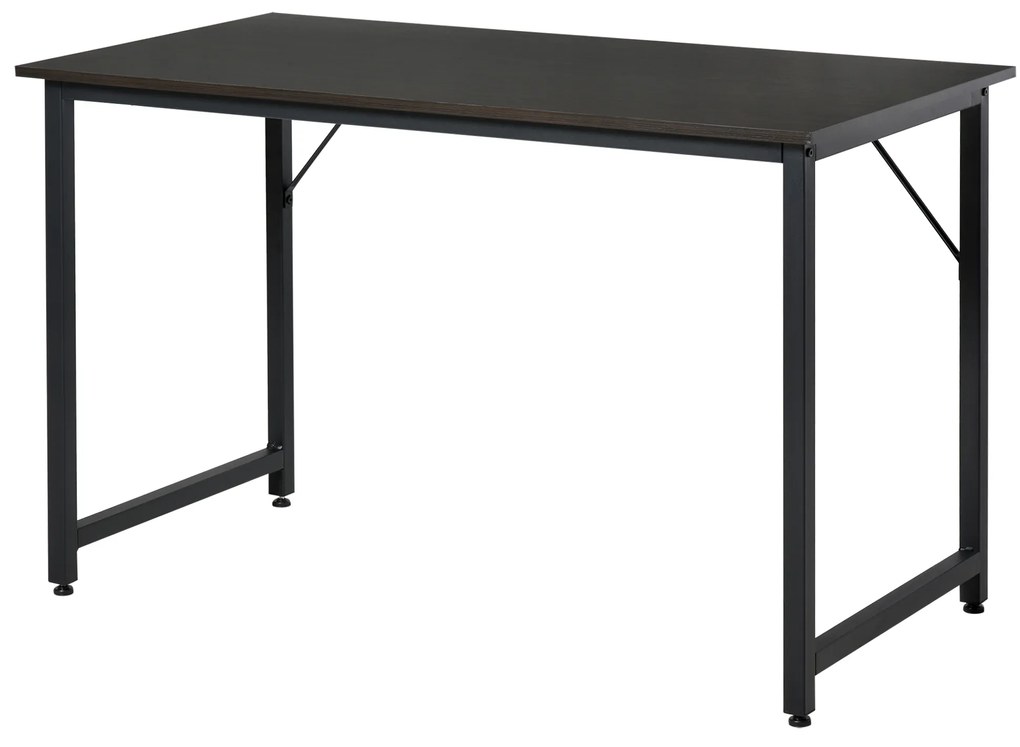 HOMCOM Secdretária Mesa de Computador com Pés Ajustáveis e Estrutura em Aço Secretária Estilo Moderno 120x60x73 cm Marrom Escuro e Preto