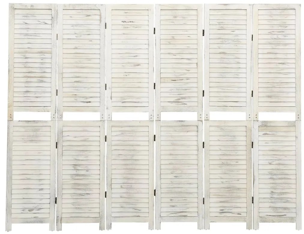 Biombo com 6 painéis 215x166 cm madeira branco antigo