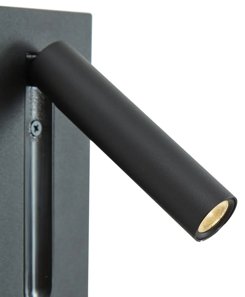 Candeeiro de parede moderno preto incluindo LED - Plaza