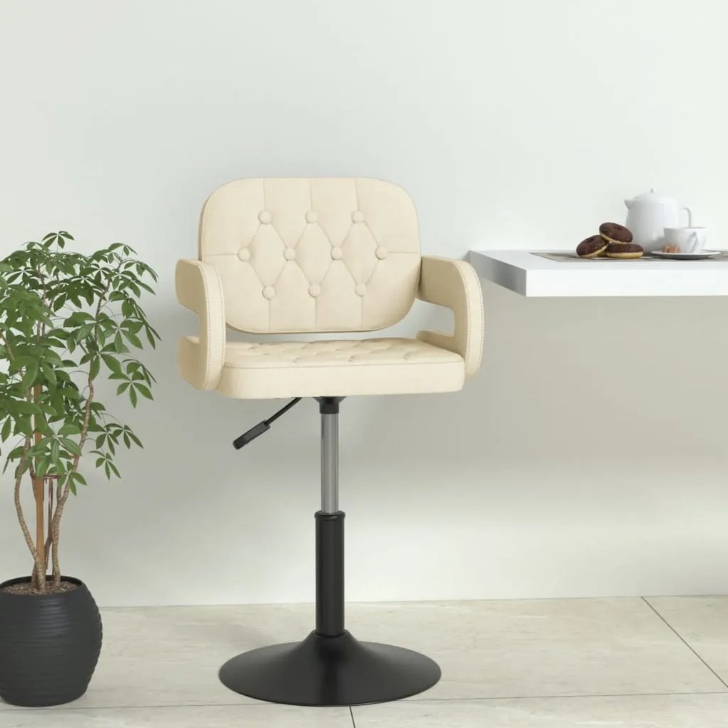 vidaXL Cadeira de jantar giratória tecido cor creme