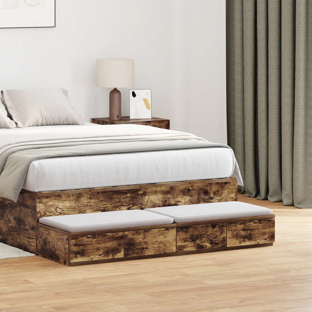 Gavetas de Cama vidaXL Carvalho Fumado 120x36,5x16,5 cm Madeira Engenharia