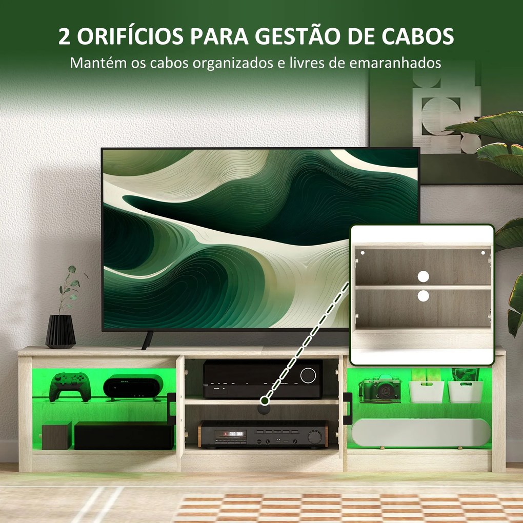 Móvel de TV Moderno com Luzes RGB 2 Orifícios para Cabos para Televiso