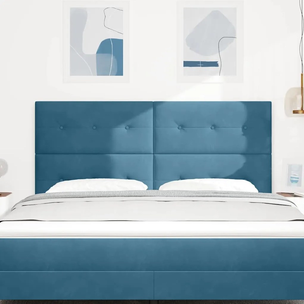 Cabeceira LED vidaXL Azul Escuro 90 cm Veludo