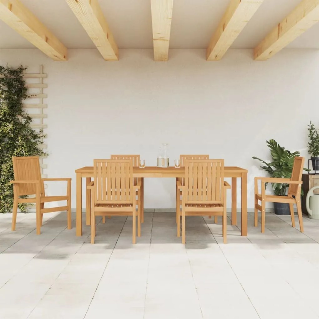vidaXL Conjunto de jantar para jardim 7 pcs madeira de teca maciça