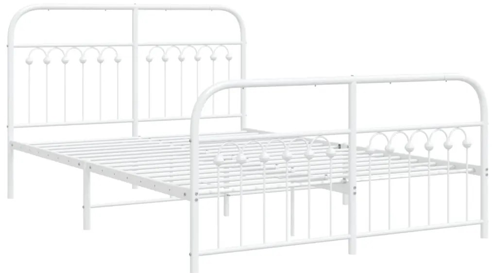 Estrutura de cama com cabeceira e pés 140x190 cm metal branco