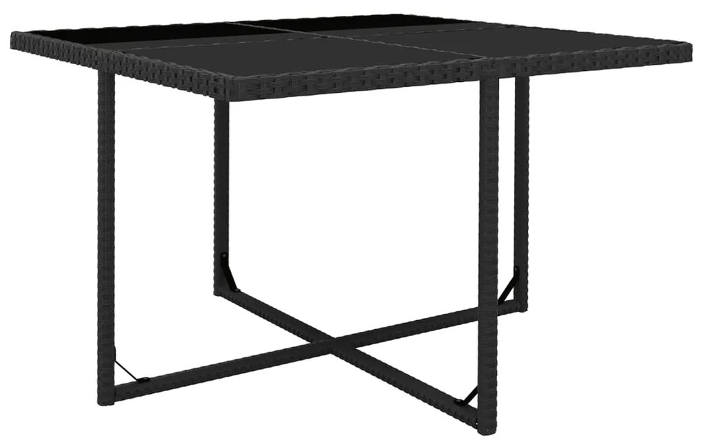 9 pcs conjunto jantar exterior com almofadões vime PE preto