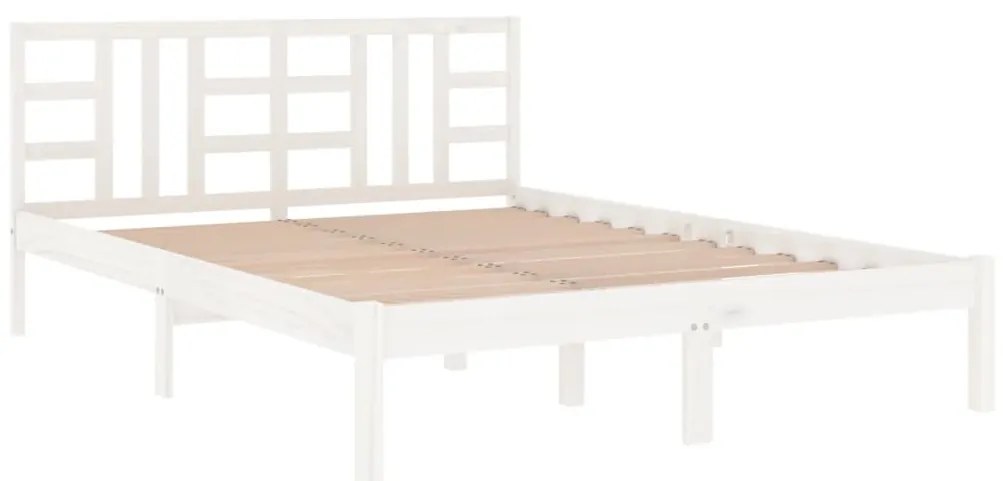 Estrutura cama pequena casal 120x190 cm pinho maciço branco