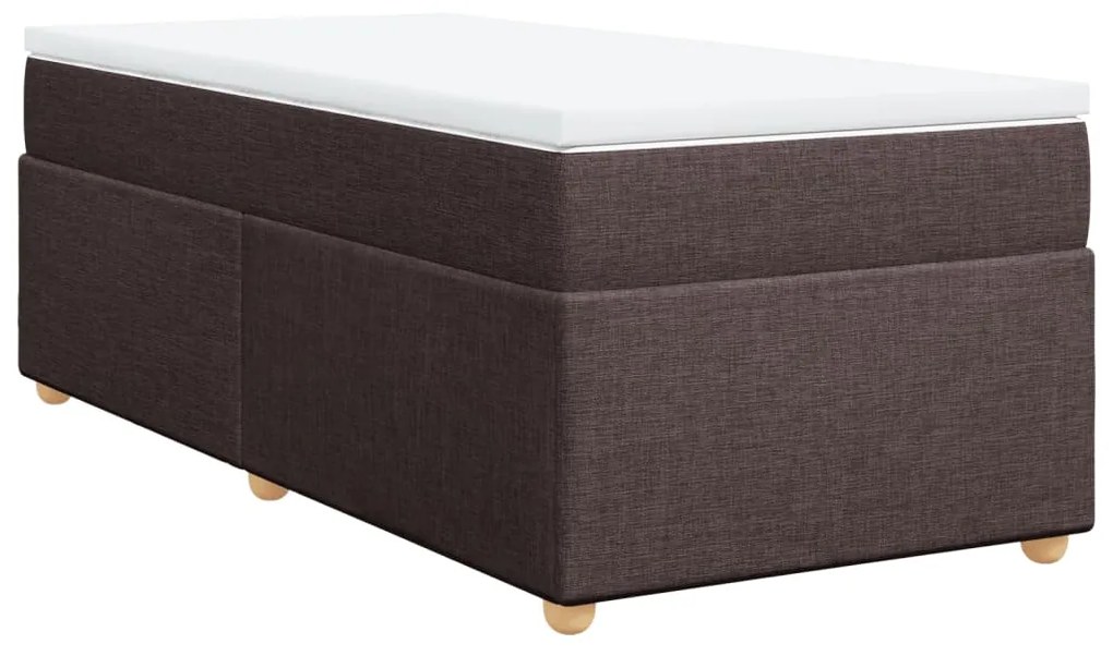 Cama com molas/colchão 100x200 cm tecido castanho-escuro