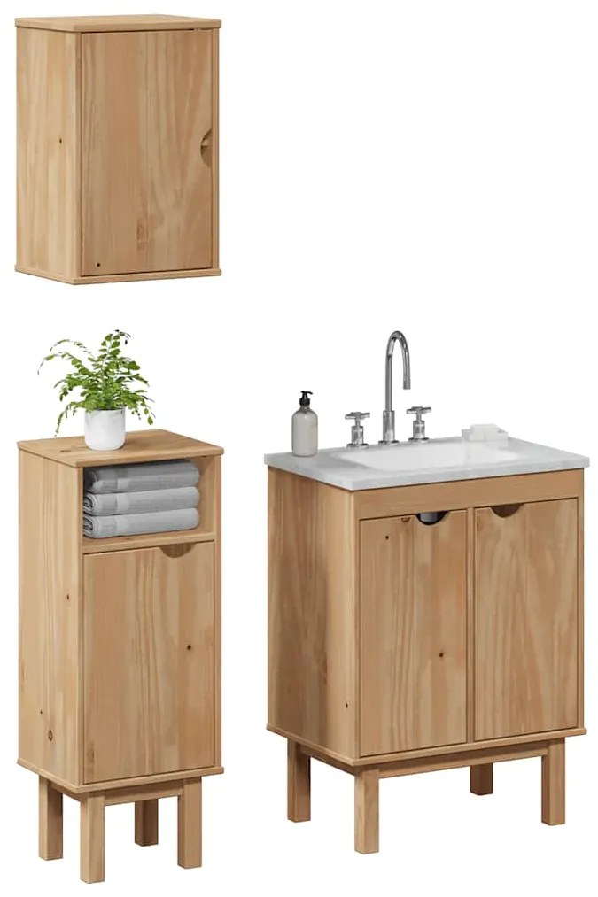 vidaXL 3 pcs conj. de móveis p/ casa de banho OTTA pinho maciço