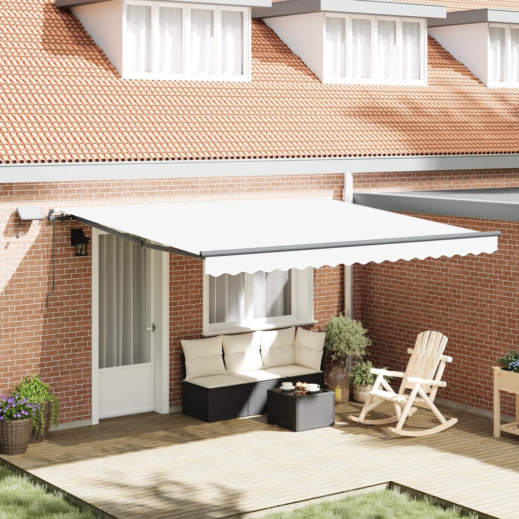 Toldo Retrátil Manual vidaXL com LED Branco 400x300 cm