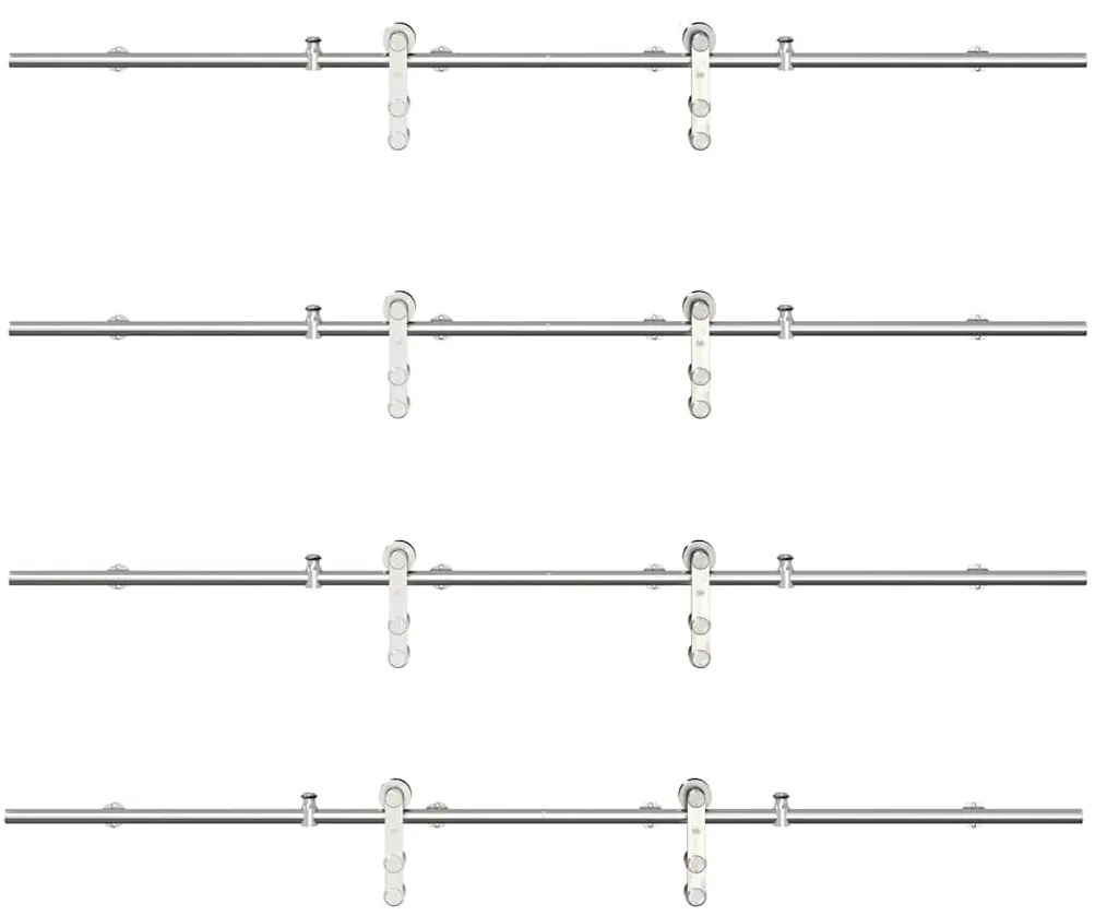 Kit ferragens p/ porta deslizante 400cm aço inoxidável prateado