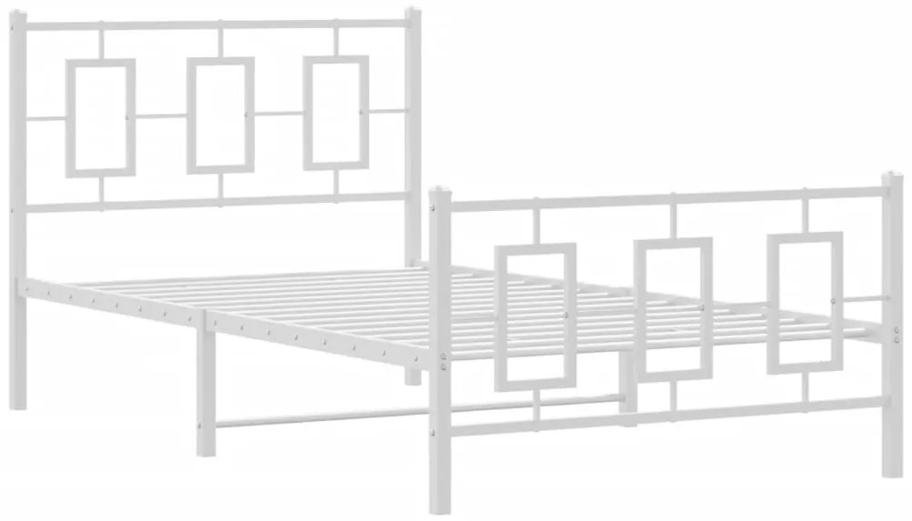 Estrutura de cama com cabeceira e pés 100x200 cm metal branco