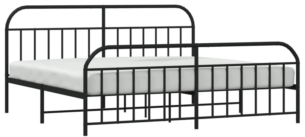 Estrutura de cama com cabeceira e pés 200x200 cm metal preto