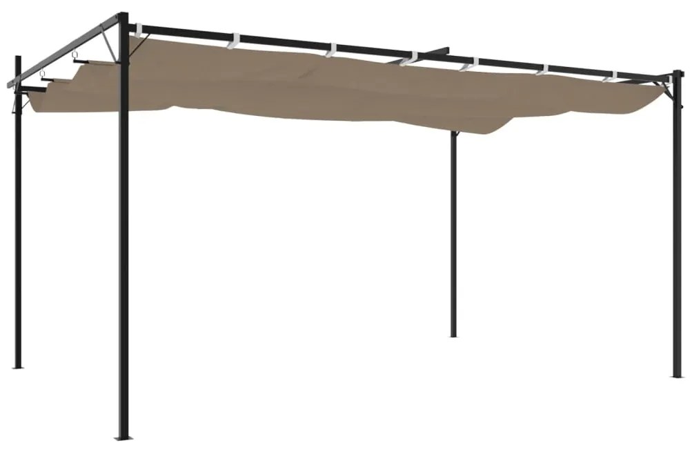 Pérgola com toldo retrátil 395x292x230 cm cor cinza-acastanhado