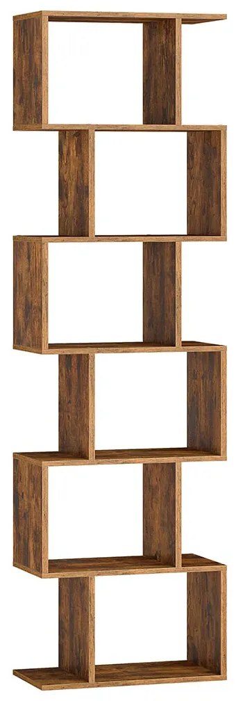 Estante com seis prateleiras abertas 24 x 40 x 191 cm Castanho vintage