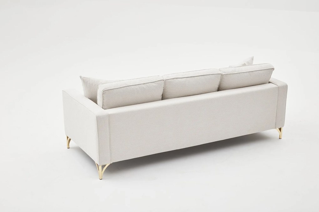 Sofá de 3 Lugares Berlin – Creme Dourado – 220 x 83 x 91 cm