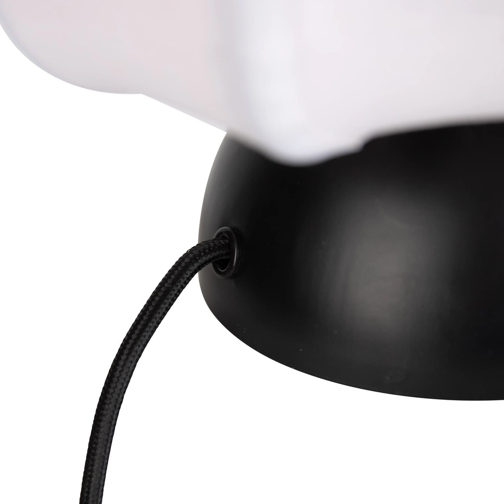 Candeeiro de Mesa Japandi Preto com Abajur Branco - Nori