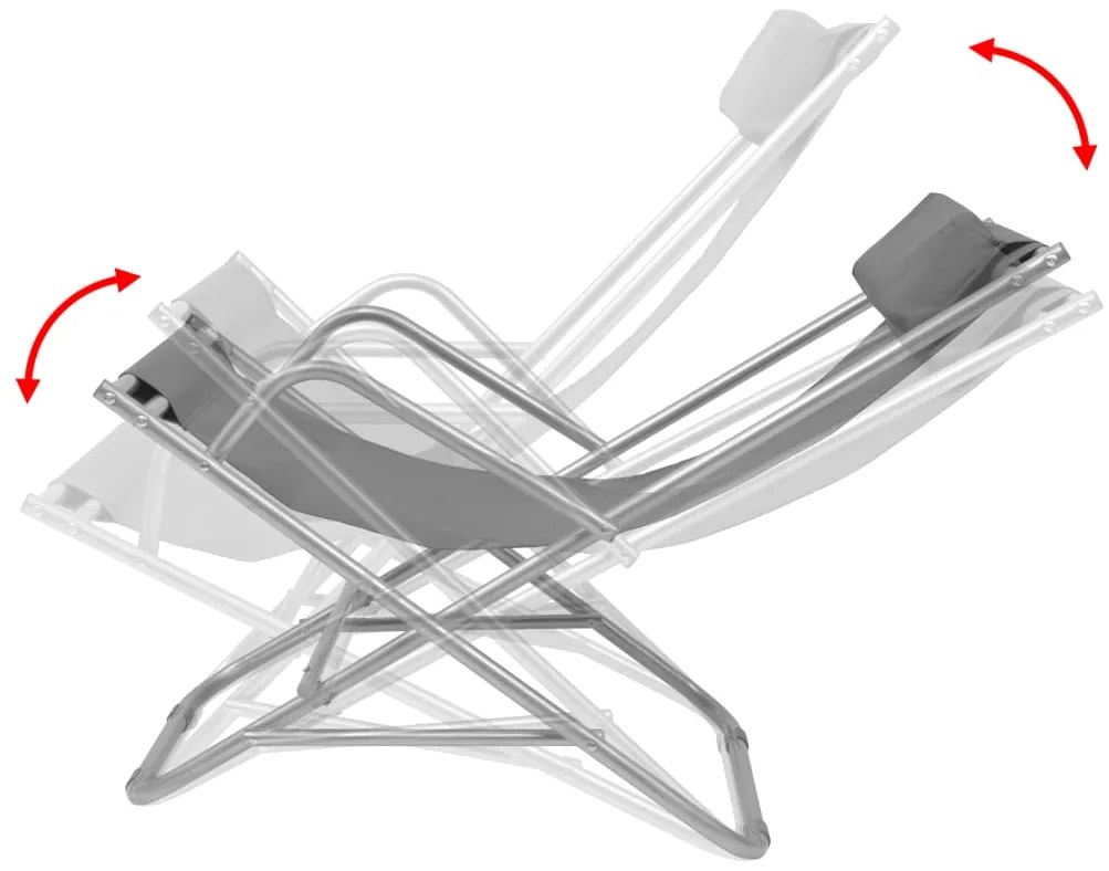 Cadeiras de jardim reclináveis 2 pcs aço cinzento