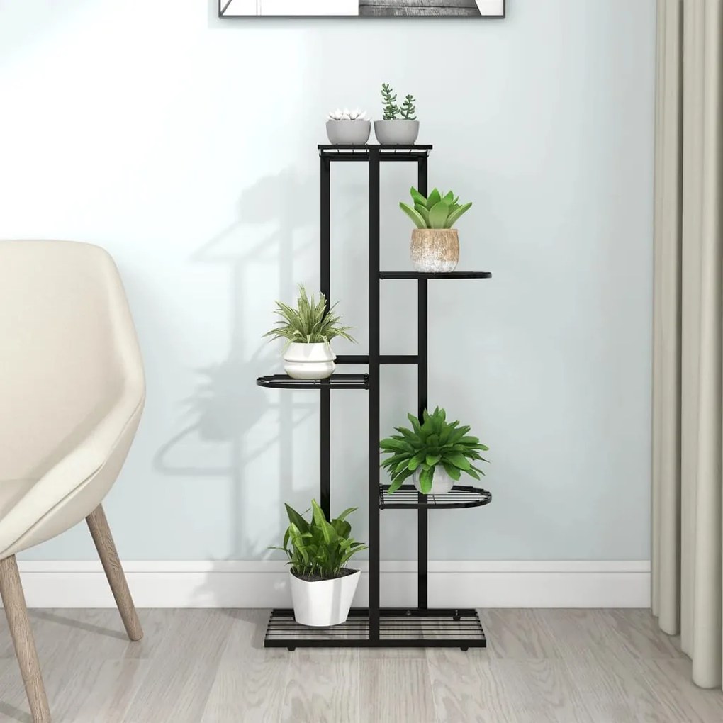 336110 vidaXL Suporte de vasos c/ 5 prateleiras 43x22x98 cm metal preto