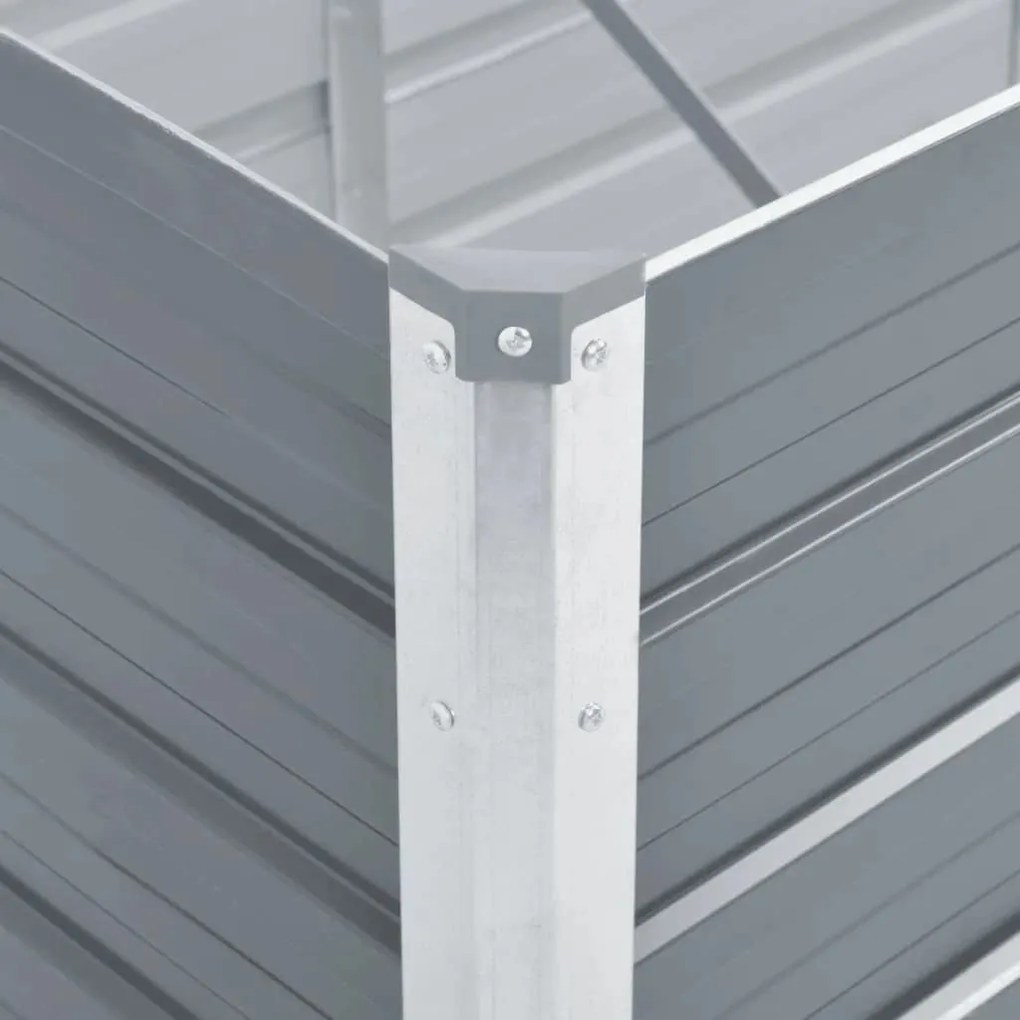 Canteiro elevado jardim aço galvanizado 400x80x45 cm cinzento