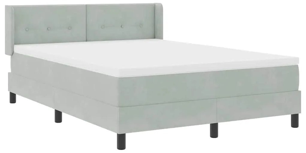 Cama Box com Colchão Cinza Claro 140x190 cm Veludo