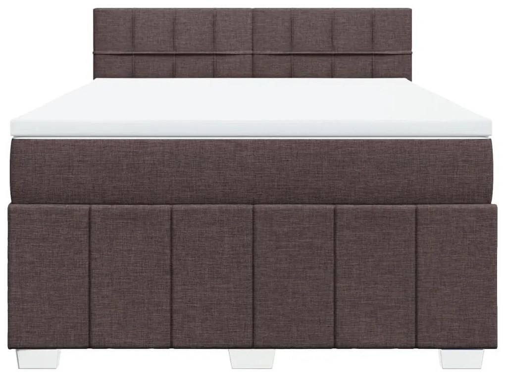 Cama com molas/colchão 160x200 cm tecido castanho-escuro