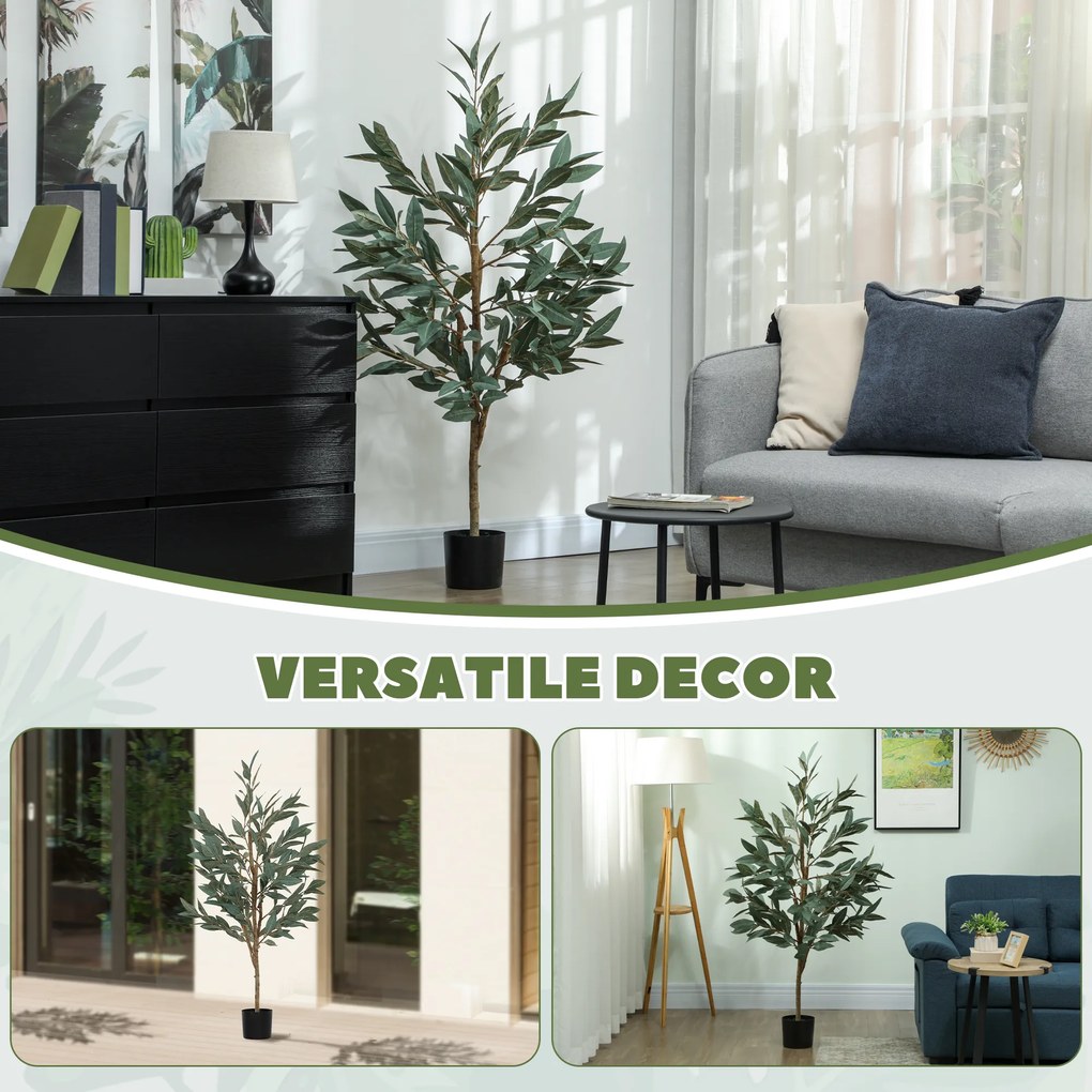 Planta Artificial de Louro 150 cm Planta Artificial Decorativa Grande Decoração para Casa Escritório Varanda Quarto Verde