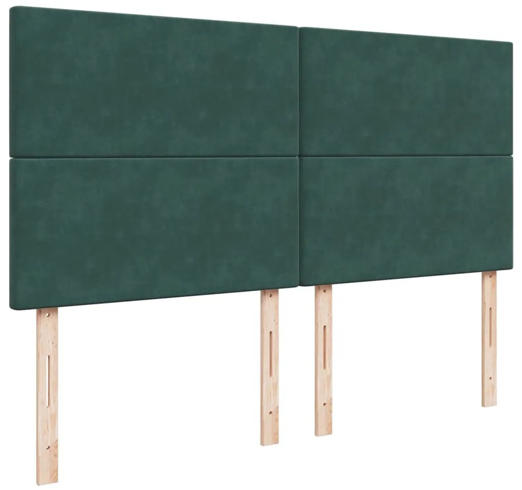 Cama com molas/colchão 180x200 cm veludo verde-escuro