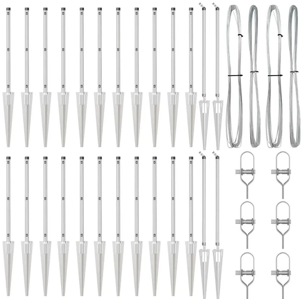 Posts de Cerca com Ponta - 26 pcs Ø32 mm 120 cm em Aço Galvanizado