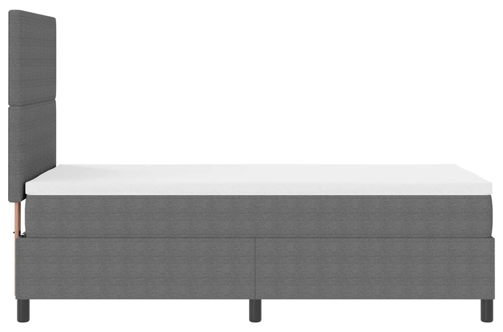 Cama Box Spring com Colchão Cinza Claro em Tecido de Corduroy para Sol
