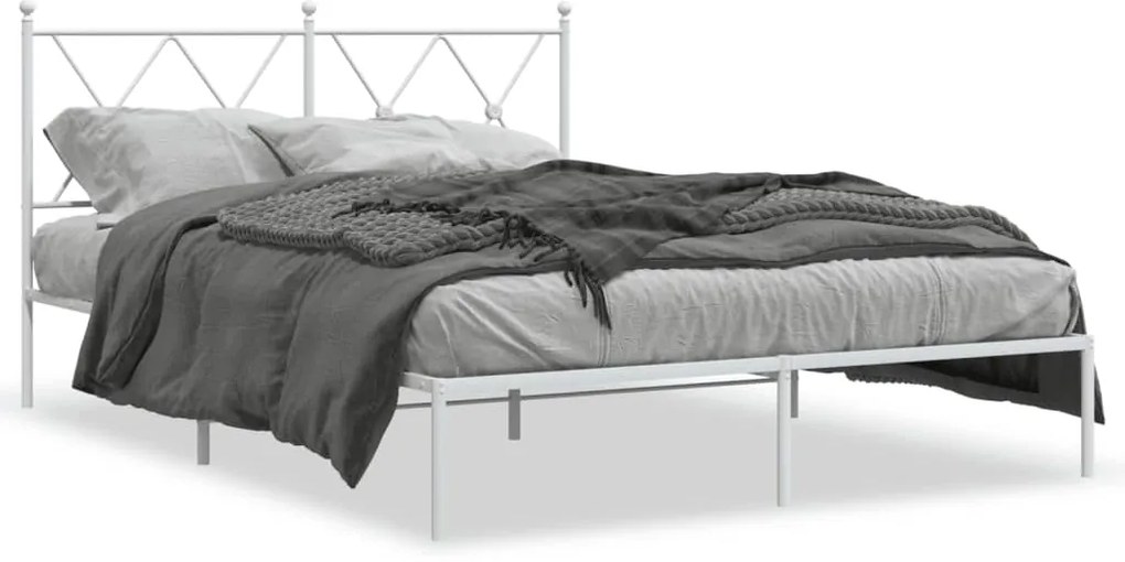 Estrutura de cama com cabeceira 140x200 cm metal branco