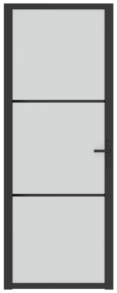 Porta interior 76x201,5 cm vidro e alumínio preto mate