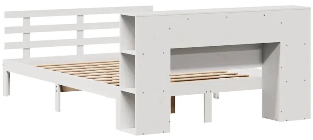 Cama com estante sem colchão 140x200 cm pinho maciço branco