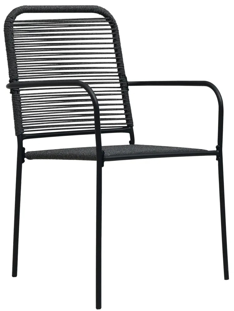 3 pcs conjunto de jantar p/ jardim corda de algodão e aço preto
