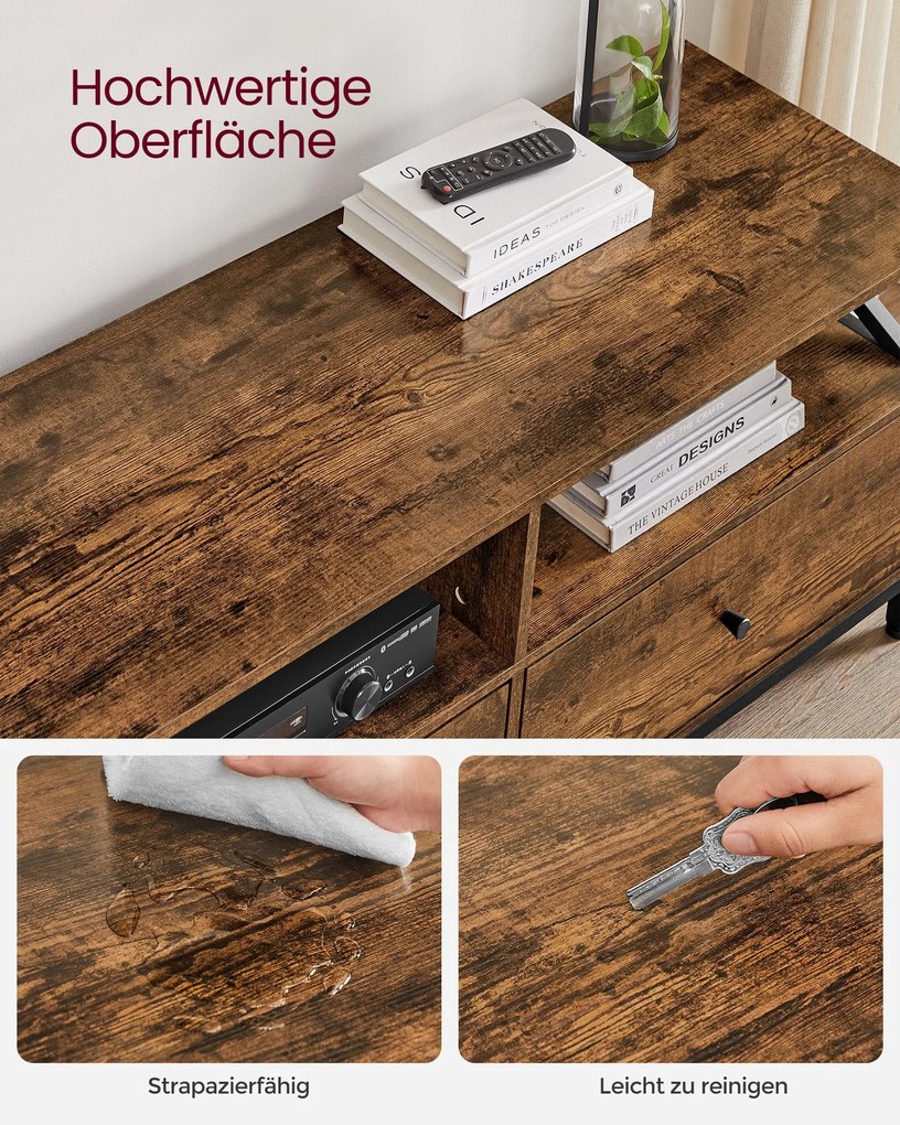 Móvel para televisão com 3 gavetas 40 x 178 x 50 cm castanho vintage-preto