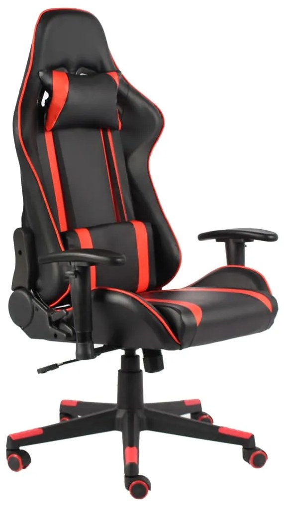 Cadeira de gaming giratória PVC vermelho