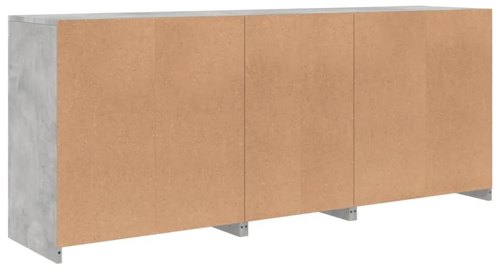 Aparador com luzes LED 162x37x67 cm cinzento cimento