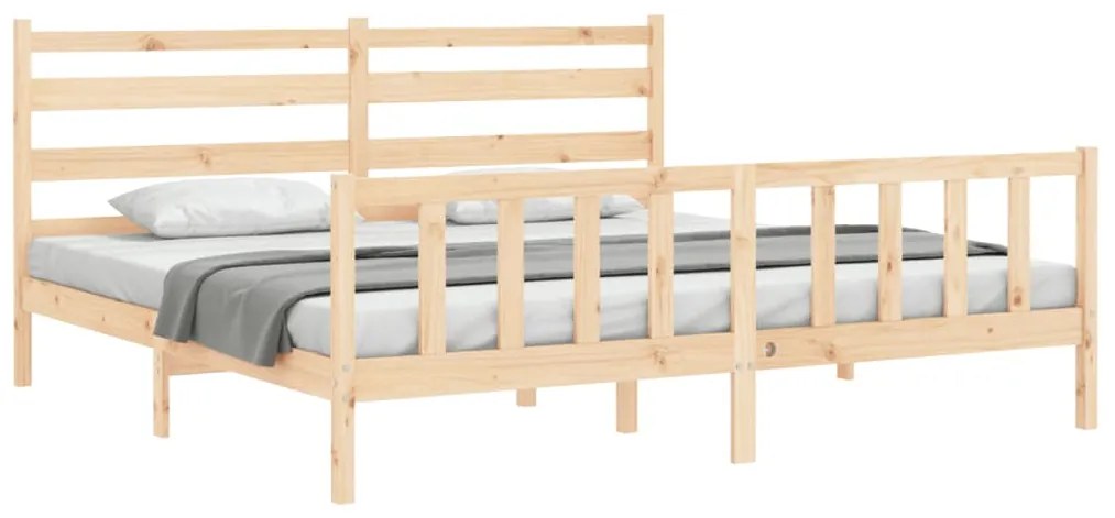 Cama sem colchão 200x200 cm madeira de pinho maciça