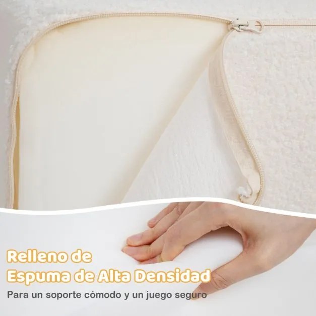 Blocos de espuma para crianças suave de 5 peças com piscina de bolinhas (NÃO INCLUIDAS) e capas Sherpa bege