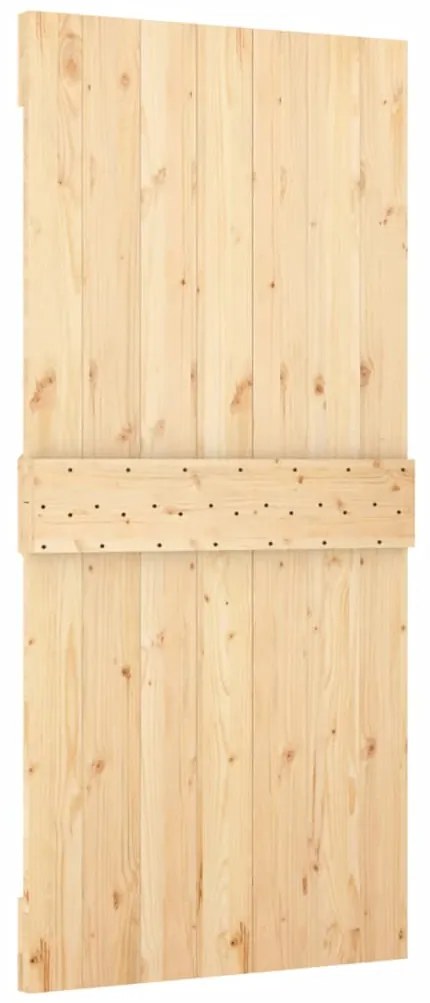 Porta de correr com ferragens 90x210 cm madeira de pinho maciça