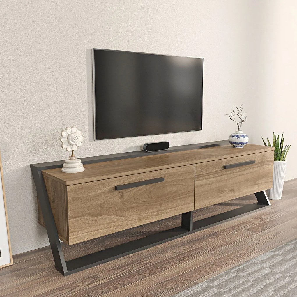 Móvel TV Astrid – Nogueira Preta – 163,8x46,8x36,6 cm