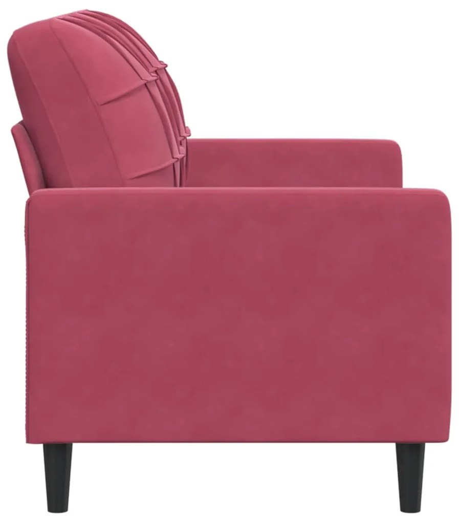 Sofá de 2 lugares veludo 120 cm vermelho tinto