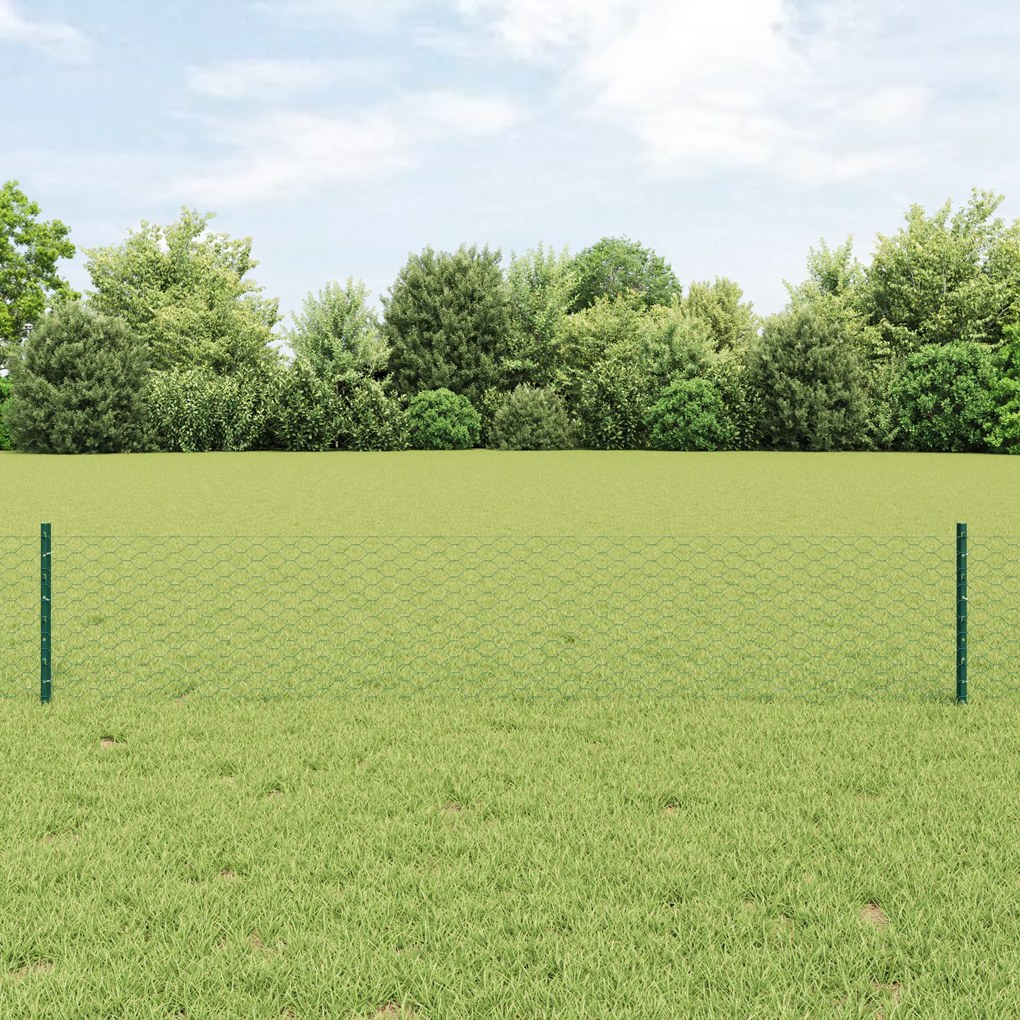 Postes de Cerca vidaXL 5 pcs U-Channel Verde 40 cm Aço