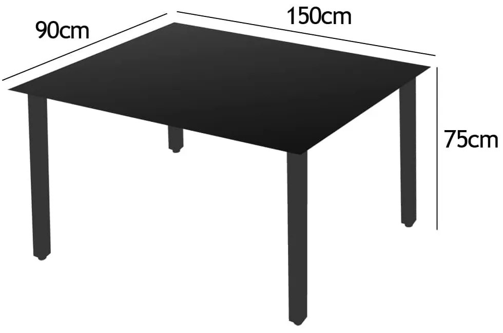 Conjunto de refeição de jardim Bern 7 peças com 6 cadeiras e 1 mesa em alumínio antracite e vidro fosco