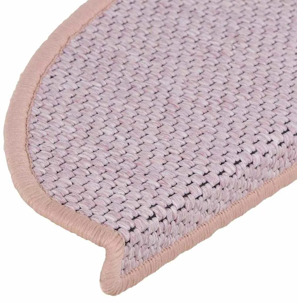 Tapetes escada adesivos aspeto sisal 15 pcs 65x21x4 cm rosa