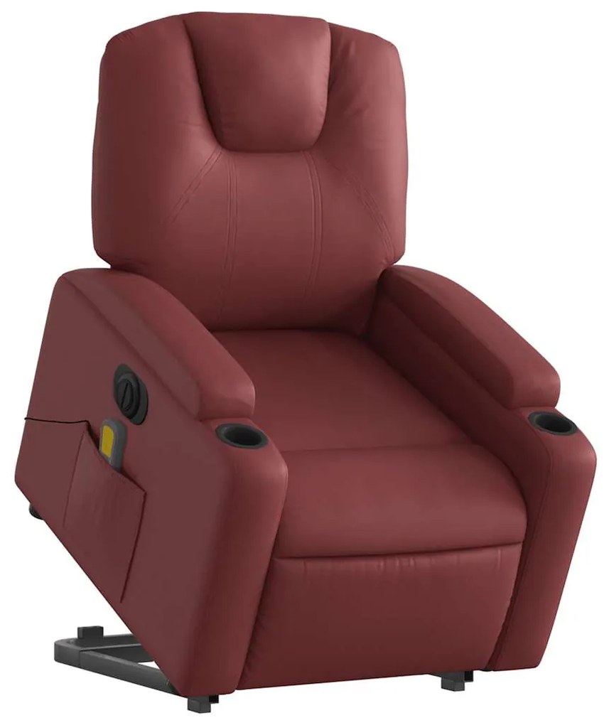 Poltrona reclin. elevatória elétrica couro artif vermelho-tinto
