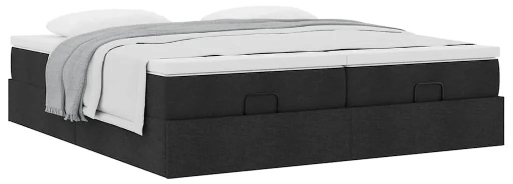 63 / 5,000vidaXL Estrutura de cama otomana com colchões tecido preto