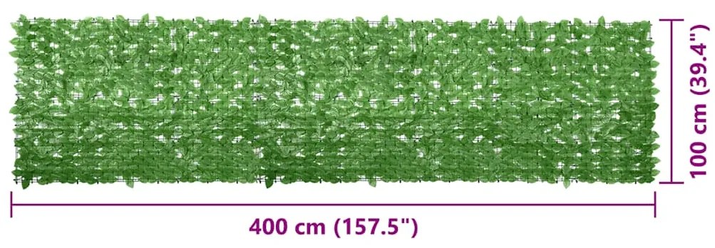 Tela de varanda com folhas verdes 400x100 cm