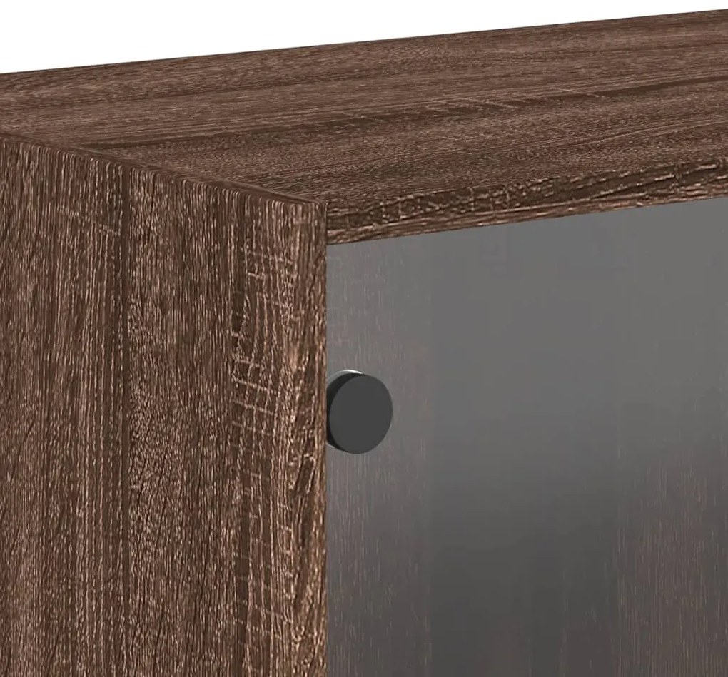 Armários de parede c/ portas vidro 2 pcs 68,5x37x35 cm castanho